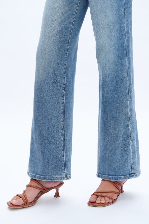 Mid Rise Wide Leg Denim Jeans-Wide Leg-BAYEAS