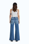 High Rise Wide Leg Denim Jeans With Frayed Hem-Wide Leg-BAYEAS