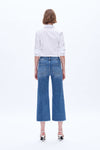 High Rise Wide Leg Denim Jeans With Raw Hem-Wide Leg-BAYEAS