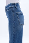 High Rise Wide Leg Denim Jeans With Raw Hem-Wide Leg-BAYEAS