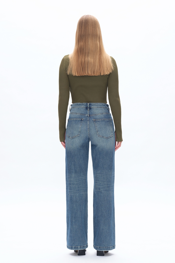 Super High Rise Wide Leg Denim Jeans-Wide Leg-BAYEAS