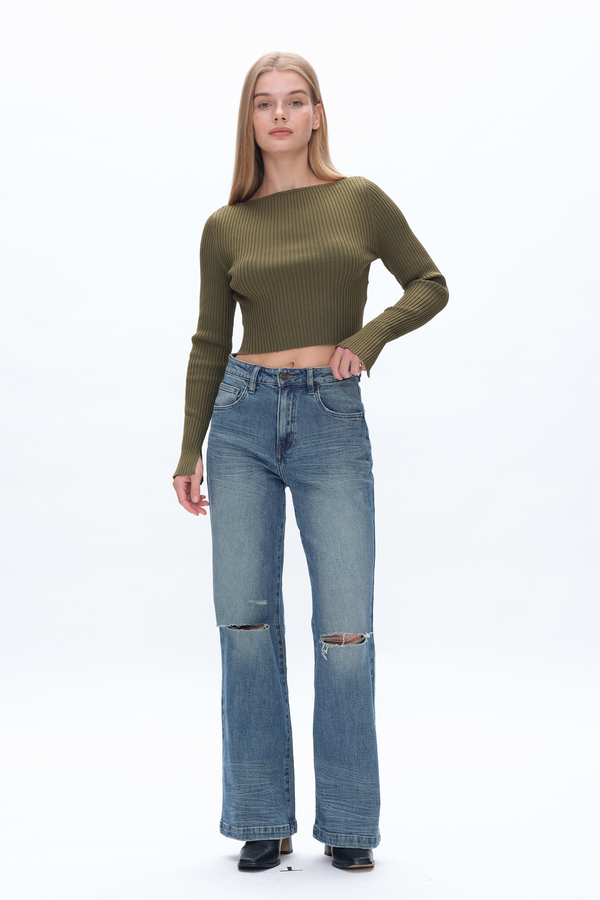 Super High Rise Wide Leg Denim Jeans-Wide Leg-BAYEAS