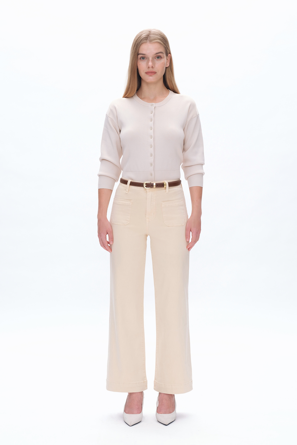 Luna High Rise Wide Leg Denim Jeans With Patch Pocket-Wide Leg-BAYEAS