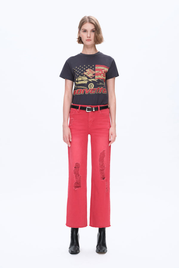 Ally High Rise Distressed Wide Leg Pants-Wide Leg-BAYEAS