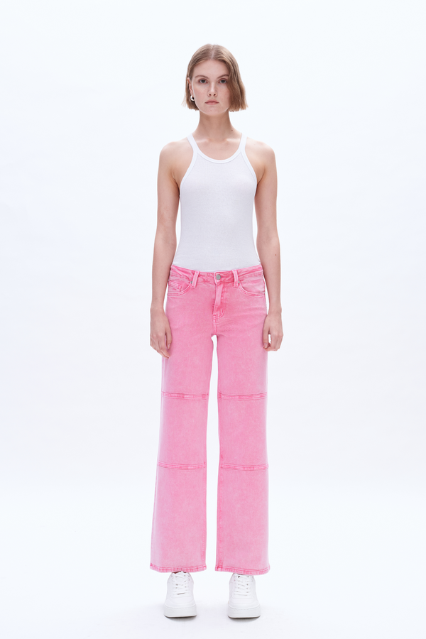 Judy Wide Leg Pants Pink-Wide Leg-BAYEAS
