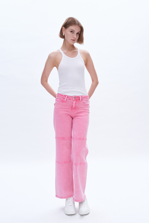 Judy Wide Leg Pants Pink-Wide Leg-BAYEAS