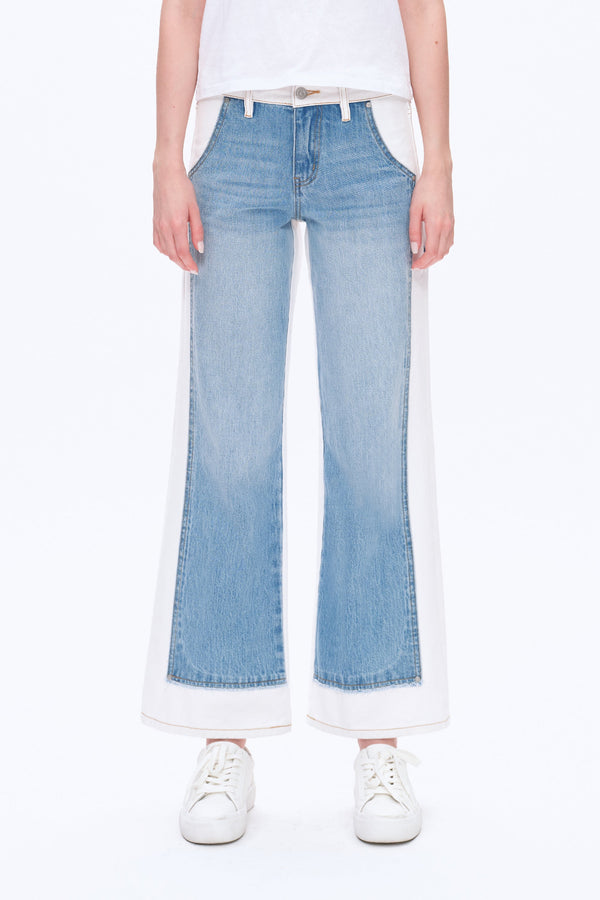 Jeremy Two Tones Wide Leg Pants-Wide Leg-BAYEAS