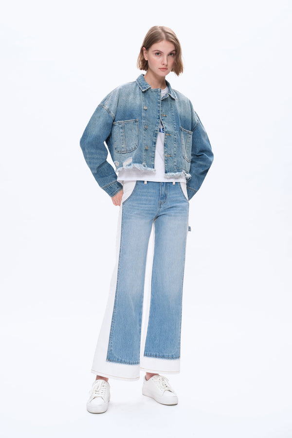 Jeremy Two Tones Wide Leg Pants-Wide Leg-BAYEAS