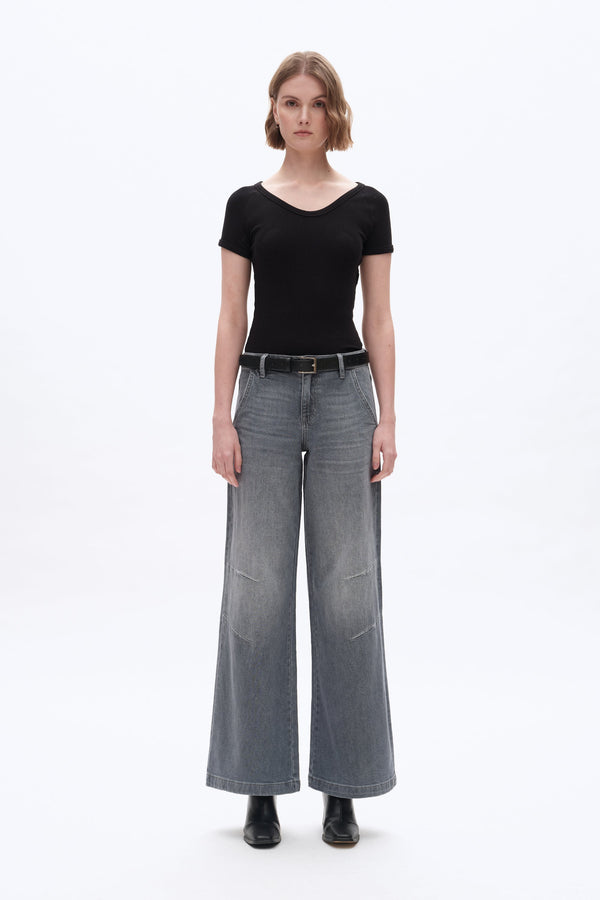 Retro Washed Tencel Jeans-Wide Leg-BAYEAS