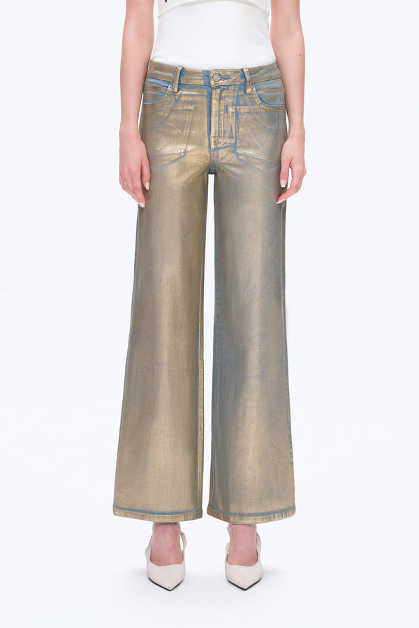 Metallic Wide Leg Jeans for Women-Wide Leg-BAYEAS