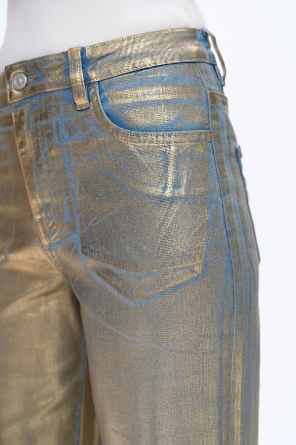 Metallic Wide Leg Jeans for Women-Wide Leg-BAYEAS
