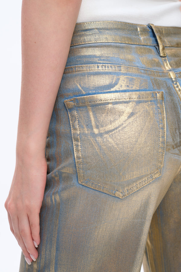 Metallic Wide Leg Jeans for Women-Wide Leg-BAYEAS