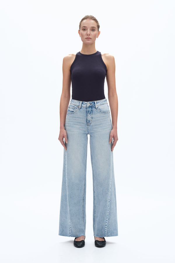 Faded Wash Wide Leg Jeans-Wide Leg-BAYEAS