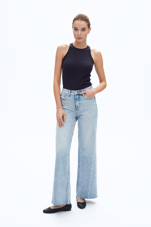 Faded Wash Wide Leg Jeans-Wide Leg-BAYEAS