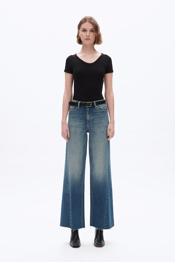 Faded Wash Wide Leg Jeans-Wide Leg-BAYEAS