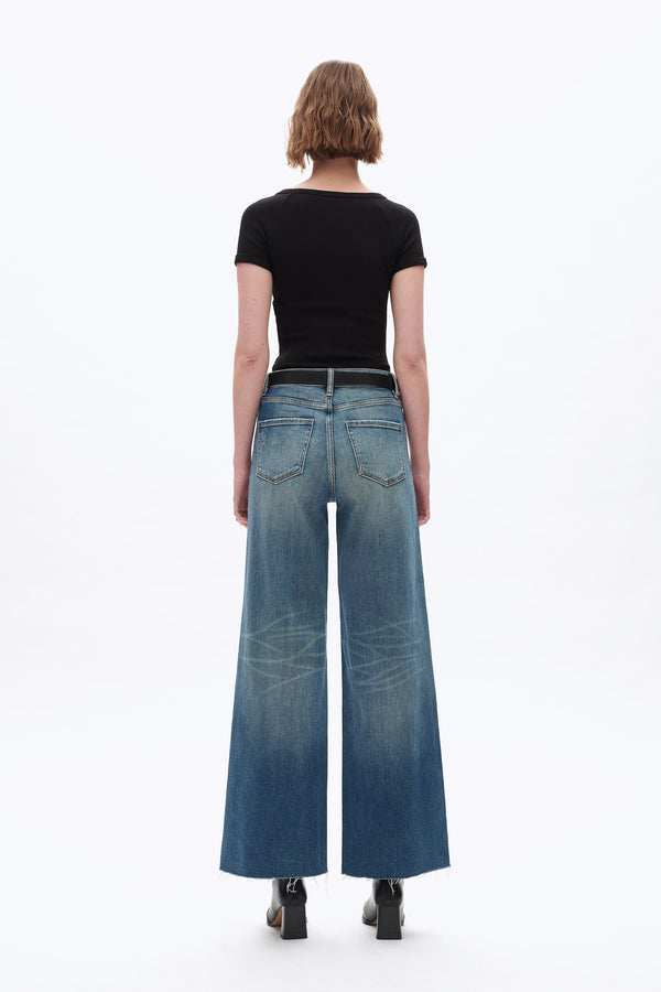 Faded Wash Wide Leg Jeans-Wide Leg-BAYEAS
