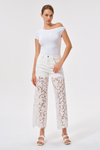 High Rise Floral Embroidered Wide Leg Pants