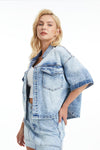 Puffy Sleeve Denim Jacket-Jackets-BAYEAS
