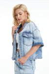 Puffy Sleeve Denim Jacket-Jackets-BAYEAS