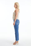 High Rise Flare Jeans With Frayed Hem-Flare & Bootcut-BAYEAS