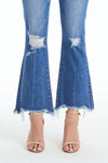High Rise Flare Jeans With Frayed Hem-Flare & Bootcut-BAYEAS
