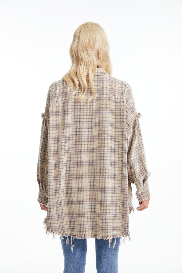 Women'S Ragged Long Sleeve Loose Shirt-Shirts-BAYEAS