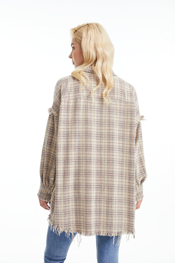 Women'S Ragged Long Sleeve Loose Shirt-Shirts-BAYEAS