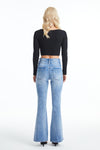High Rise Distressed Flare Jeans-Flare & Bootcut-BAYEAS
