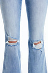 High Rise Distressed Flare Jeans-Flare & Bootcut-BAYEAS