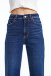 High Rise Straight Raw Hem Jeans-Straight-BAYEAS