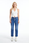 High Rise Button Fly Straight Jeans-Straight-BAYEAS