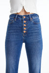 High Rise Button Fly Straight Jeans-Straight-BAYEAS