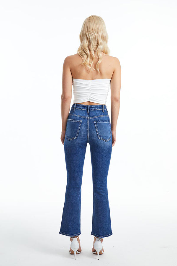 High Rise Straight Leg Crop Jeans-Straight-BAYEAS