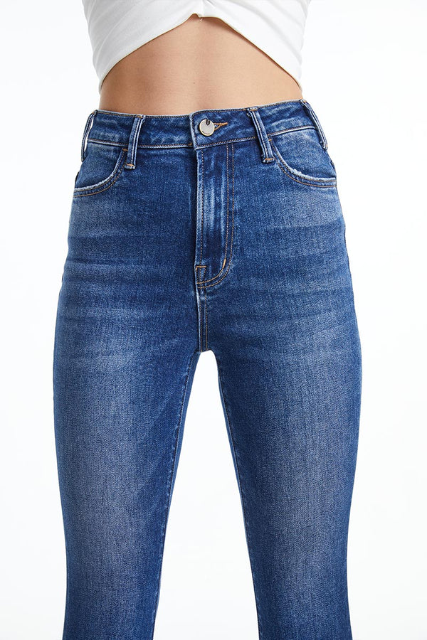 High Rise Straight Leg Crop Jeans-Straight-BAYEAS