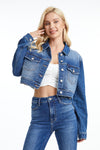 Long Sleeve Cropped Denim Jacket-Jackets-BAYEAS