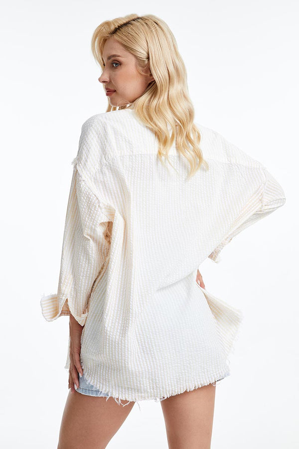Women'S Ragged Long Sleeve Loose Shirt-Shirts-BAYEAS