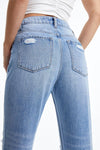 Lace-Ripped Knee Cropped Jeans-Straight-BAYEAS