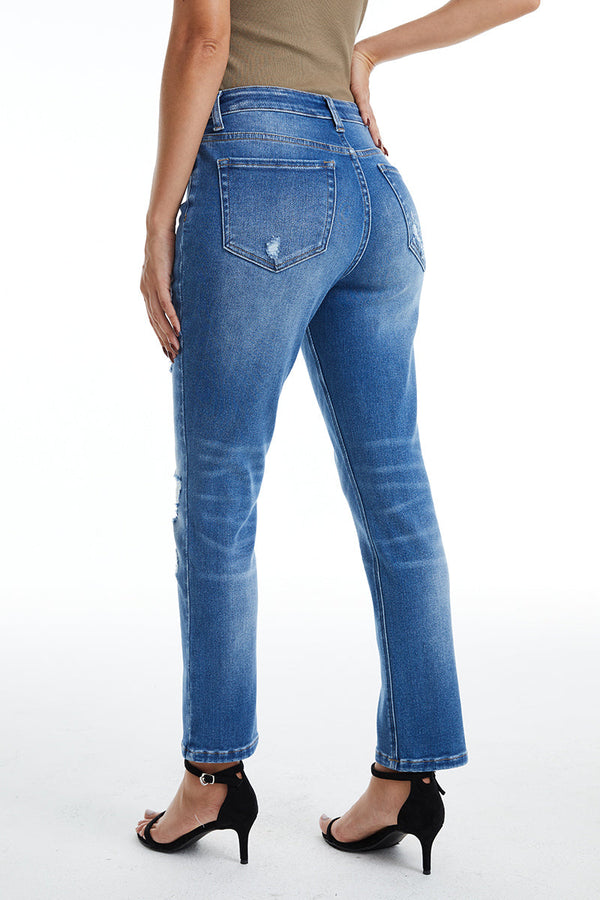 High Rise Grinded Mom Jeans-Mom Jeans-BAYEAS