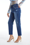 High Rise Loose Tapered Mom Denim Jeans-Mom Jeans-BAYEAS