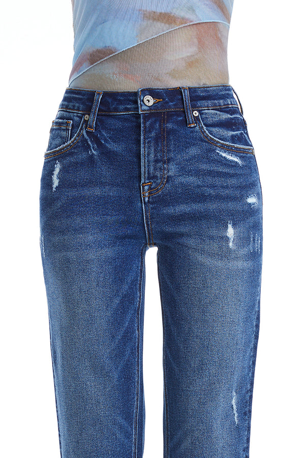 High Rise Loose Tapered Mom Denim Jeans-Mom Jeans-BAYEAS