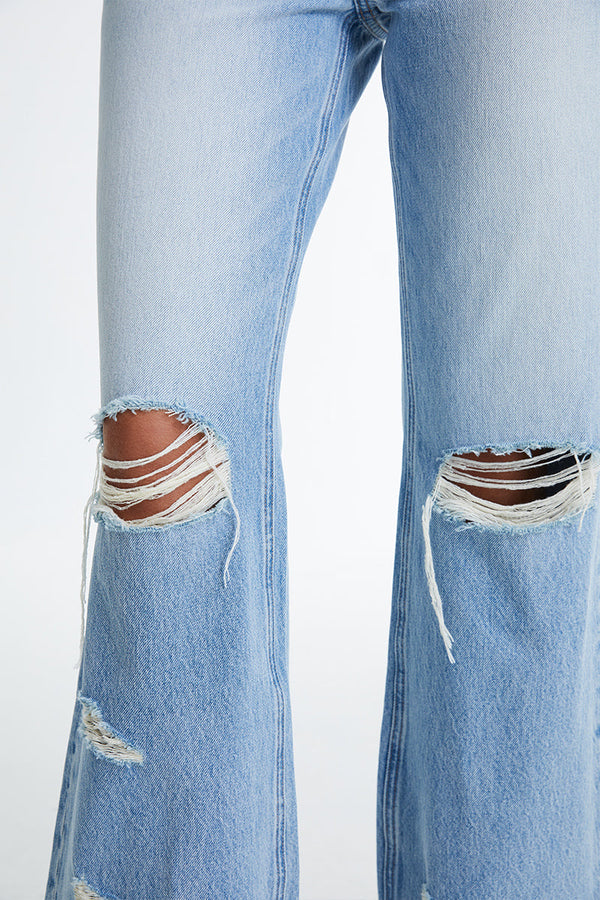 Raw Hem Distressed Bootcut Jeans-Flare & Bootcut-BAYEAS