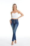 High Rise Button Fly Skinny Denim Jeans-Skinny-BAYEAS