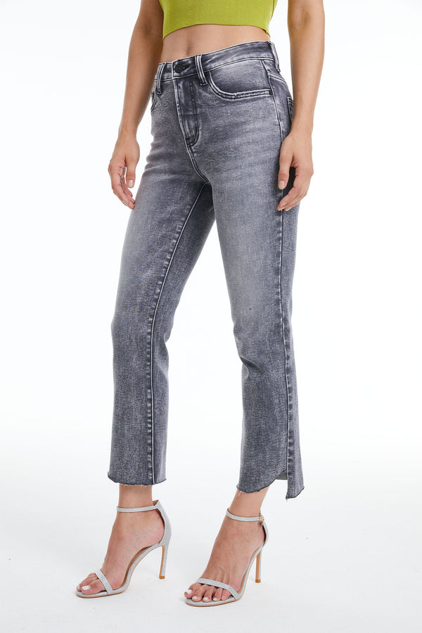 High Rise Slim Straight Jeans-Straight-BAYEAS