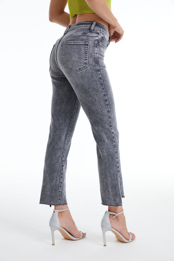 High Rise Slim Straight Jeans-Straight-BAYEAS