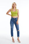 High Rise Slim Straight Jeans-Straight-BAYEAS