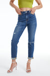 High Rise Slim Straight Jeans-Straight-BAYEAS