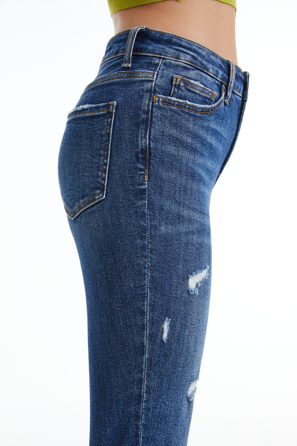 High Rise Slim Straight Jeans-Straight-BAYEAS