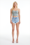 Zoe Mid Rise Distressed Denim Shorts-Shorts-BAYEAS