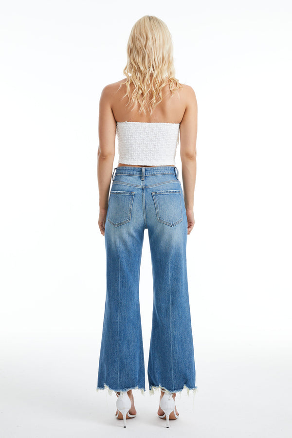 Frayed Hem Wide Leg Jeans-Wide Leg-BAYEAS