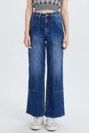 High Rise Wide Leg Crop Denim Jeans-Wide Leg-BAYEAS